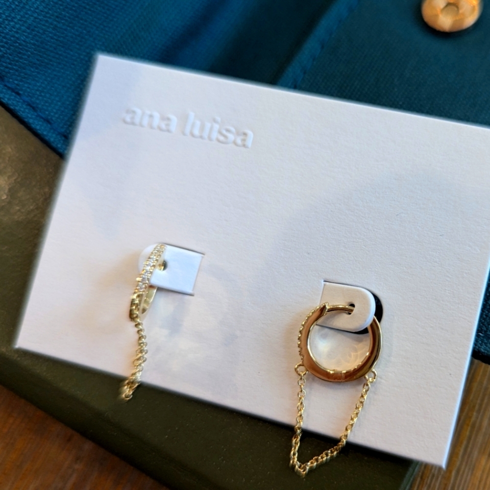 Ana Luisa Lou Chain Huggie Hoops, 14k Gold